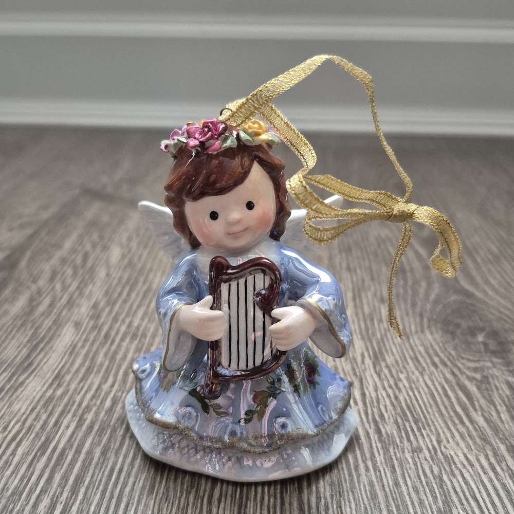 Royal Albert Angel With Harp Musical Christmas Ornament Hand Painted